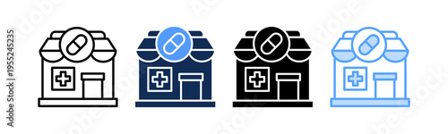 Pharmacy Store Icon Multiple Style