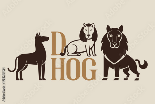 Monochrome Animal Mascot Logo Design Featuring Puppy Typography