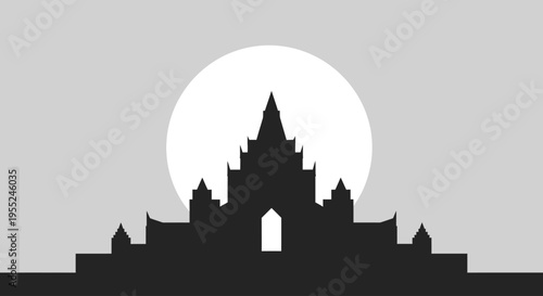 Ancient Temple Silhouette Against a Radiant Sun A Symbol of Heritage and Spirituality