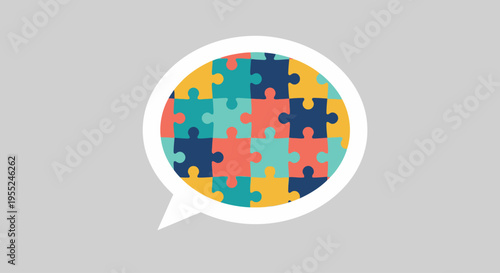 Puzzle Pieces Forming a Speech Bubble Representing Communication, Problem Solving, and Collaborative Ideas