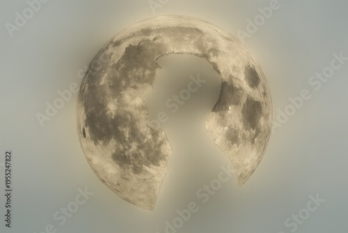 Moon shaped like a person's profile shines in the night sky creating a dreamlike scene in a clear atmosphere above a quiet landscape