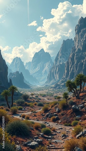 Surreal prehistoric landscape with digital static,  landscape,  glitch