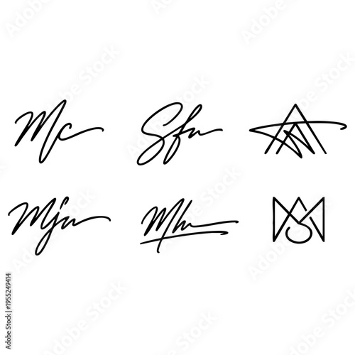 Vector signatures and logos in elegant hand-drawn styles
