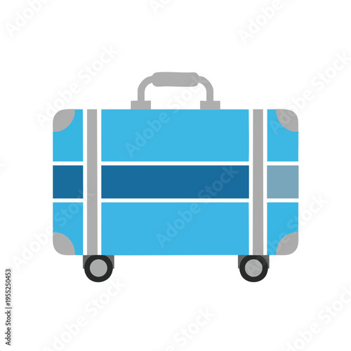 Blue and gray wheeled suitcase with a handle