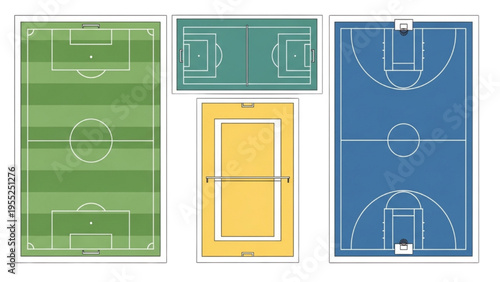 Collection of sports fields including soccer, basketball, and tennis courts
