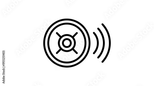 Radar or Target Signal Icon with a detailed central element and waves radiating to the right, on an isolated white background.