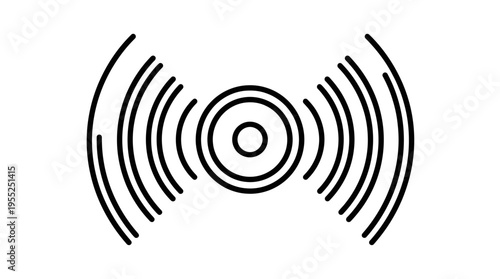 Bidirectional Wireless Signal Icon with a central concentric circle, showing radiating waves, on an isolated white background.