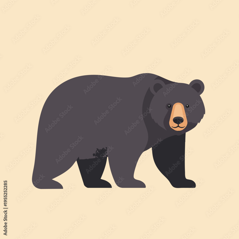 Obraz premium A stylized, minimalist illustration of a dark grey bear walking