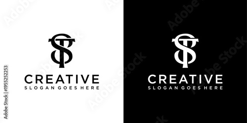ST or TS initial letter logo design vector