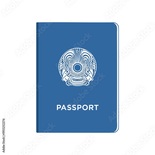 Blue passport with white emblem and "PASSPORT" text