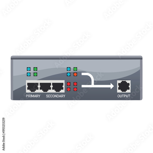 Device with primary and secondary inputs, output port, and indicator lights