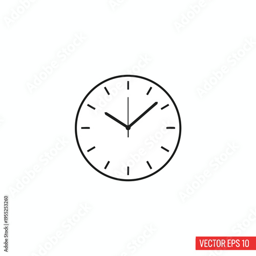 Simple black line drawing of a round clock face with twelve hour marks