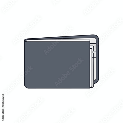 Stack of flat, dark gray documents or folders, slightly fanned out