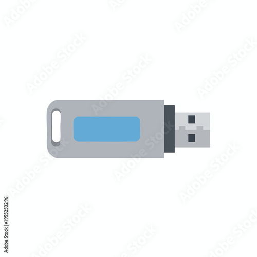 A simplified gray USB flash drive with a blue accent and USB connector