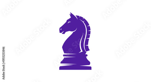 Stylized purple chess knight piece on white background