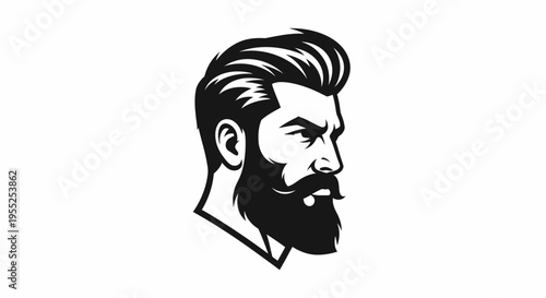 Stylized man head profile with beard and mustache illustration