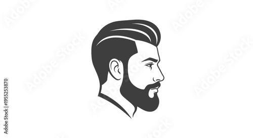 Stylized male head profile with beard and modern haircut