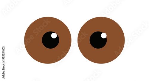 Simple cartoon brown eyes with pupils on white background