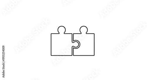 Simple black and white connected puzzle pieces icon