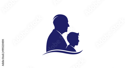 Silhouette of an older man and young boy together