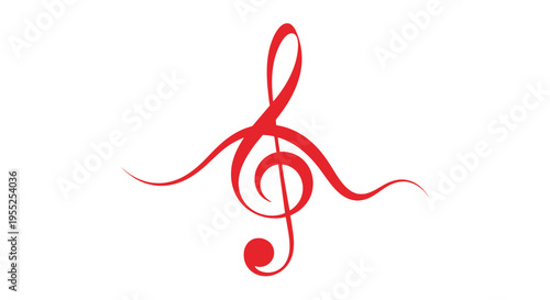 Red stylized treble clef musical symbol on white