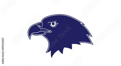 Minimalist blue eagle head illustration in profile