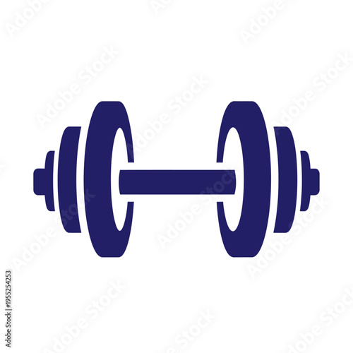 Minimalist blue dumbbell icon for fitness and strength