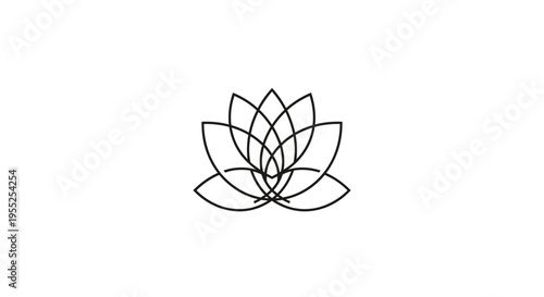 Minimalist black line art lotus flower symbol
