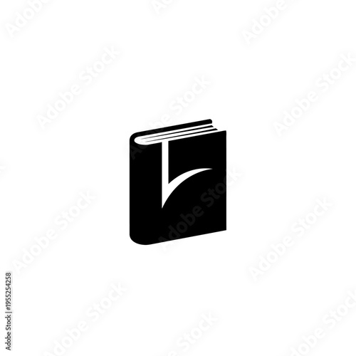 Minimalist black book icon with integrated letter F symbol