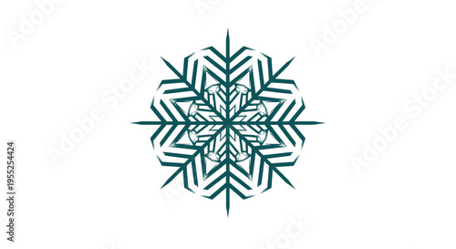 Green snowflake design on white background.