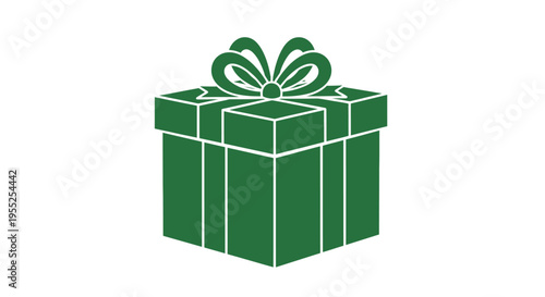 Green Gift Box with Ribbon.