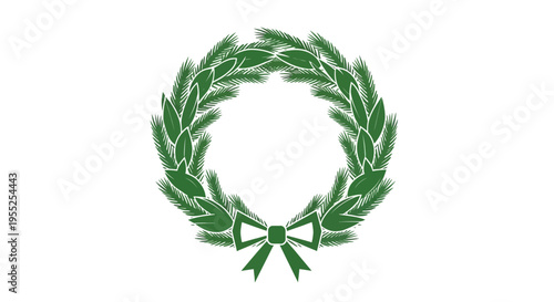 Green laurel wreath with bow.