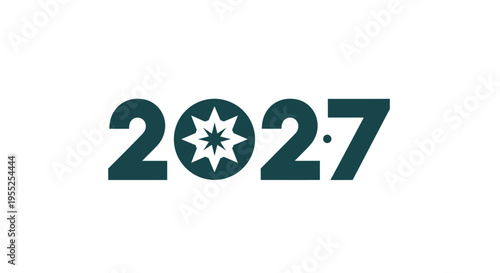 Green 2027 year text number.