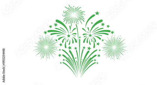 Green fireworks exploding in air.