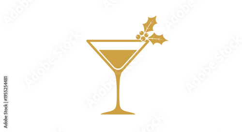 Golden Cocktail Martini Glass Drink.