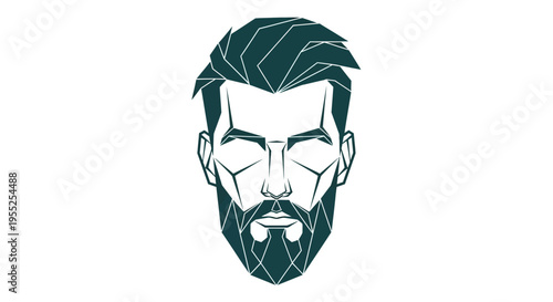 Geometric male head with beard in modern polygonal style