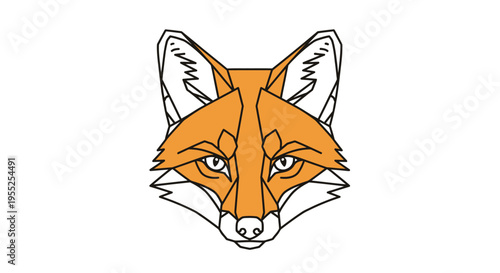 Geometric minimalist fox head illustration on white background