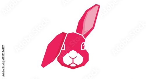 Geometric pink rabbit head abstract low poly illustration