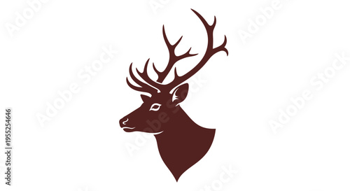 Deer head with large antlers profile.