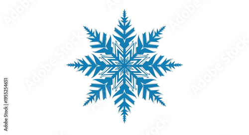 Detailed blue snowflake crystal structure.