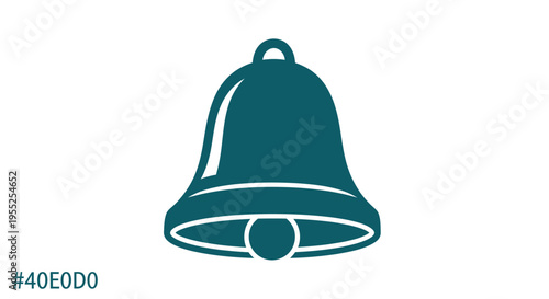 Dark green metal bell icon symbol.