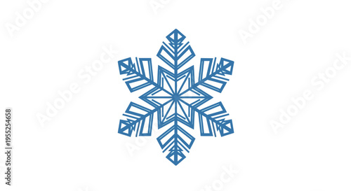 Detailed Blue Snowflake Ice Crystal Structure.