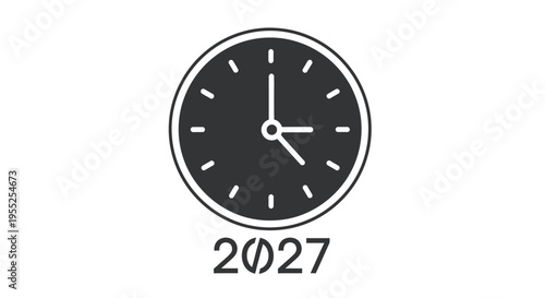 Clock with white hands on black.