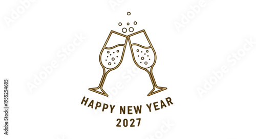 Champagne Glasses Celebrating New Year.