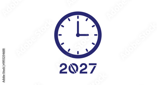 Clock face with year number.