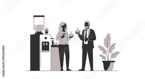 Business colleagues talking and drinking coffee during office break