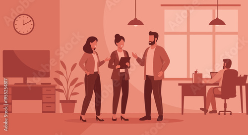 Business colleagues discussing project in modern office workspace