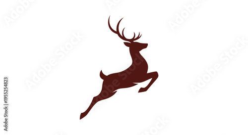 Brown Deer Silhouette in Motion Running.