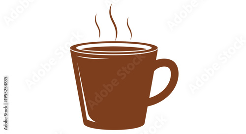 Brown Coffee Mug with Steam Rising.