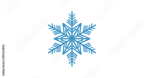 Blue snowflake symbol on white background for winter design